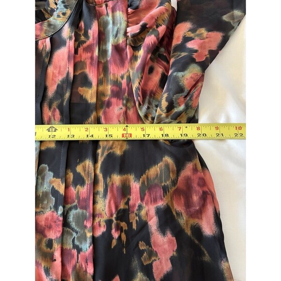 MAIA Long Sleeve Floral Chiffon Shift Dress Women 12 Lined Above Length Button - Picture 12 of 12